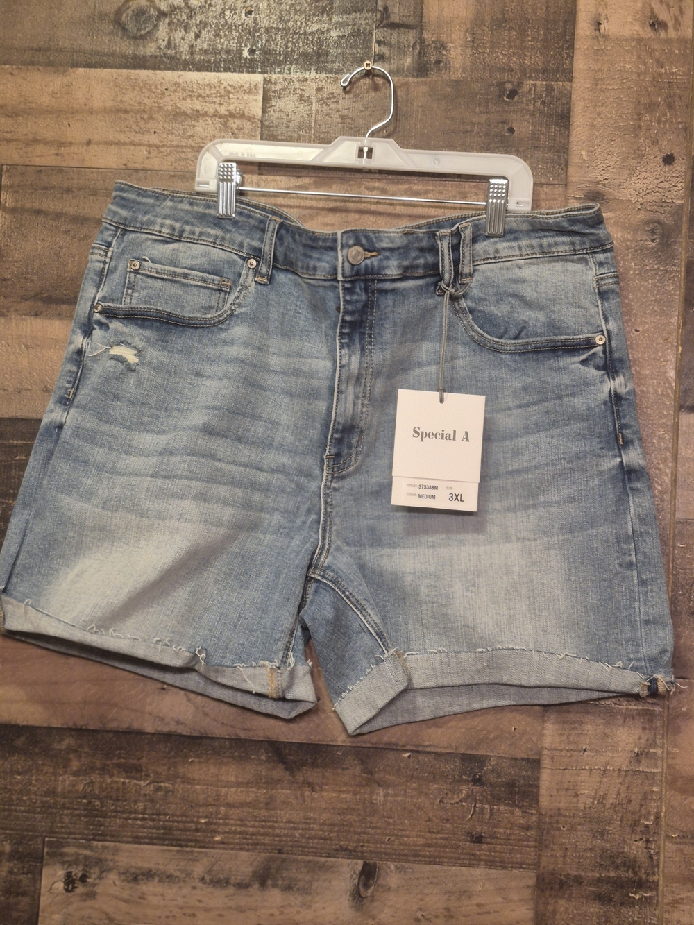 Special A Light Blue Distressed Denim Jean Shorts New With Tags Size 3X